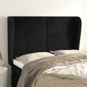 Hoofdbord | Hoofdeinde met randen 147x23x118/128 cm fluweel zwart Hoofdbord | Hoofdeinde met randen 147x23x118/128 cm fluweel zwart