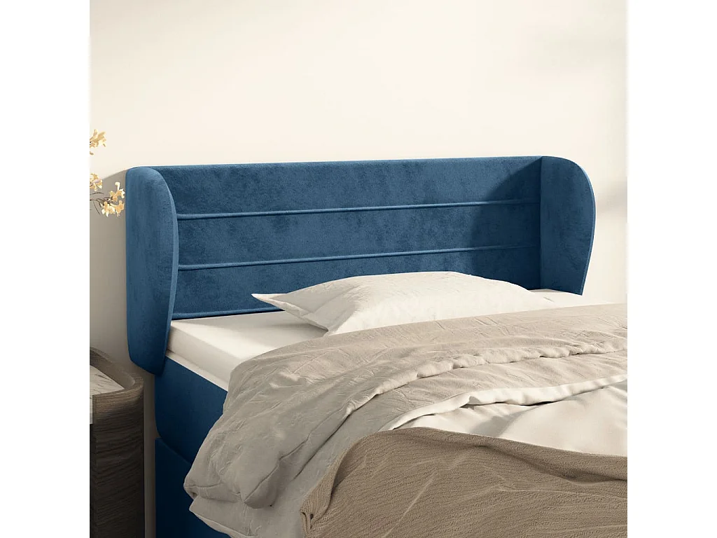 Hoofdbord | Hoofdeinde met randen 93x23x78/88 cm fluweel donkerblauw