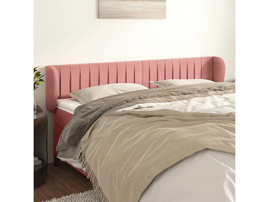 Hoofdbord | Hoofdeinde met randen 163x23x78/88 cm fluweel roze