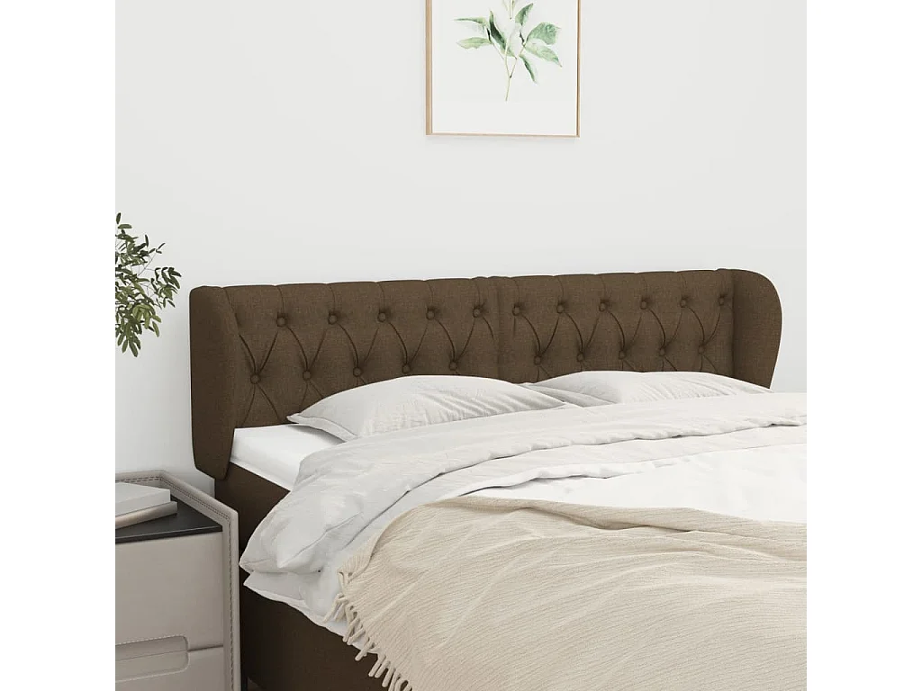 Hoofdbord | Hoofdeinde met randen 147x23x78/88 cm stof donkerbruin