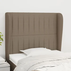 Hoofdbord | Hoofdeinde met randen 103x23x118/128 cm stof taupe Hoofdbord | Hoofdeinde met randen 103x23x118/128 cm stof taupe