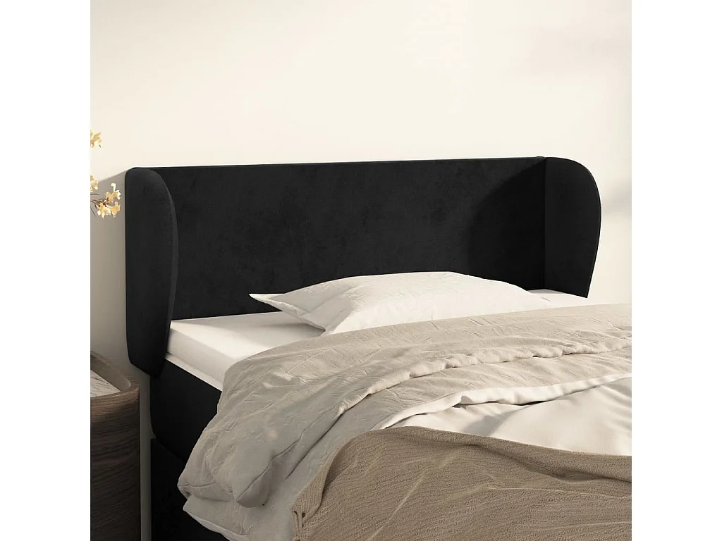 Hoofdbord | Hoofdeinde met randen 103x23x78/88 cm fluweel zwart