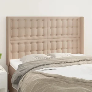 Hoofdbord | Hoofdeinde met randen 147x16x118/128cm kunstleer cappuccinokleur