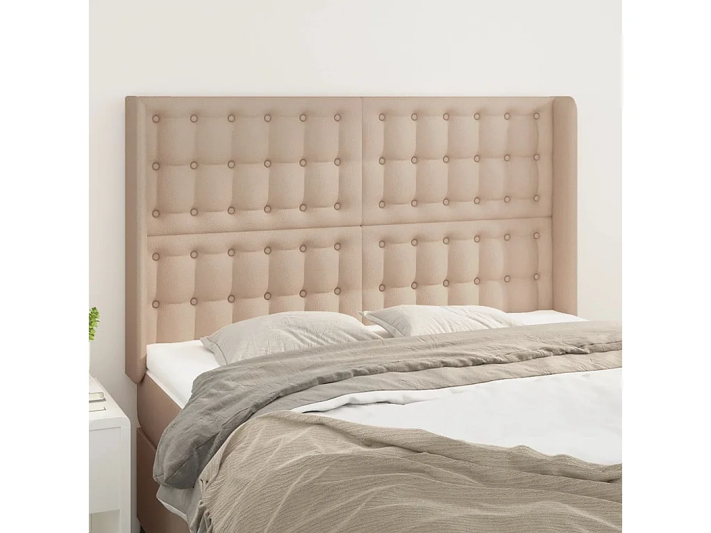 Hoofdbord | Hoofdeinde met randen 147x16x118/128cm kunstleer cappuccinokleur