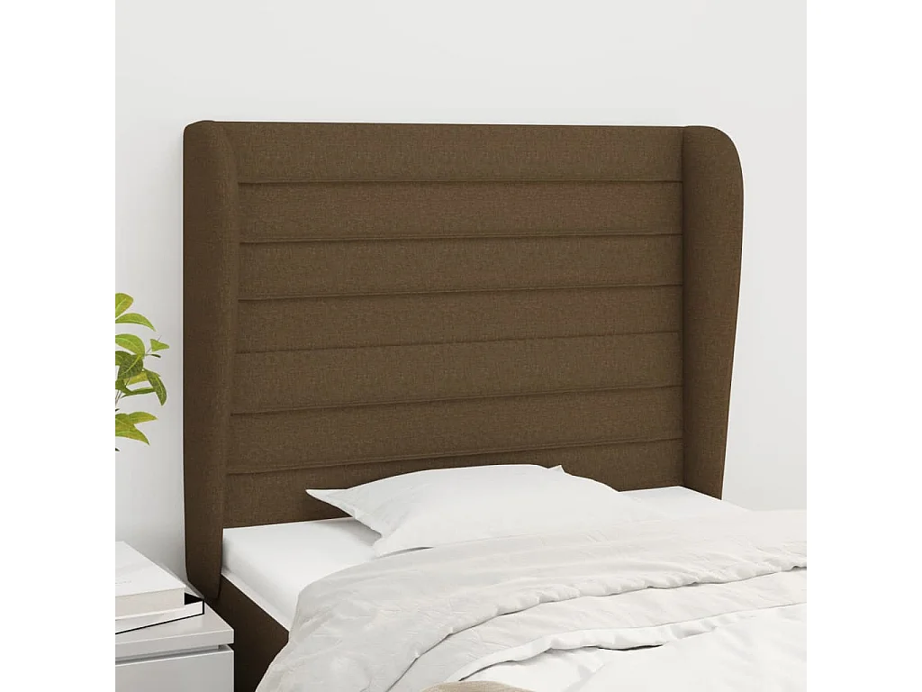 Hoofdbord | Hoofdeinde met randen 93x23x118/128 cm stof donkerbruin