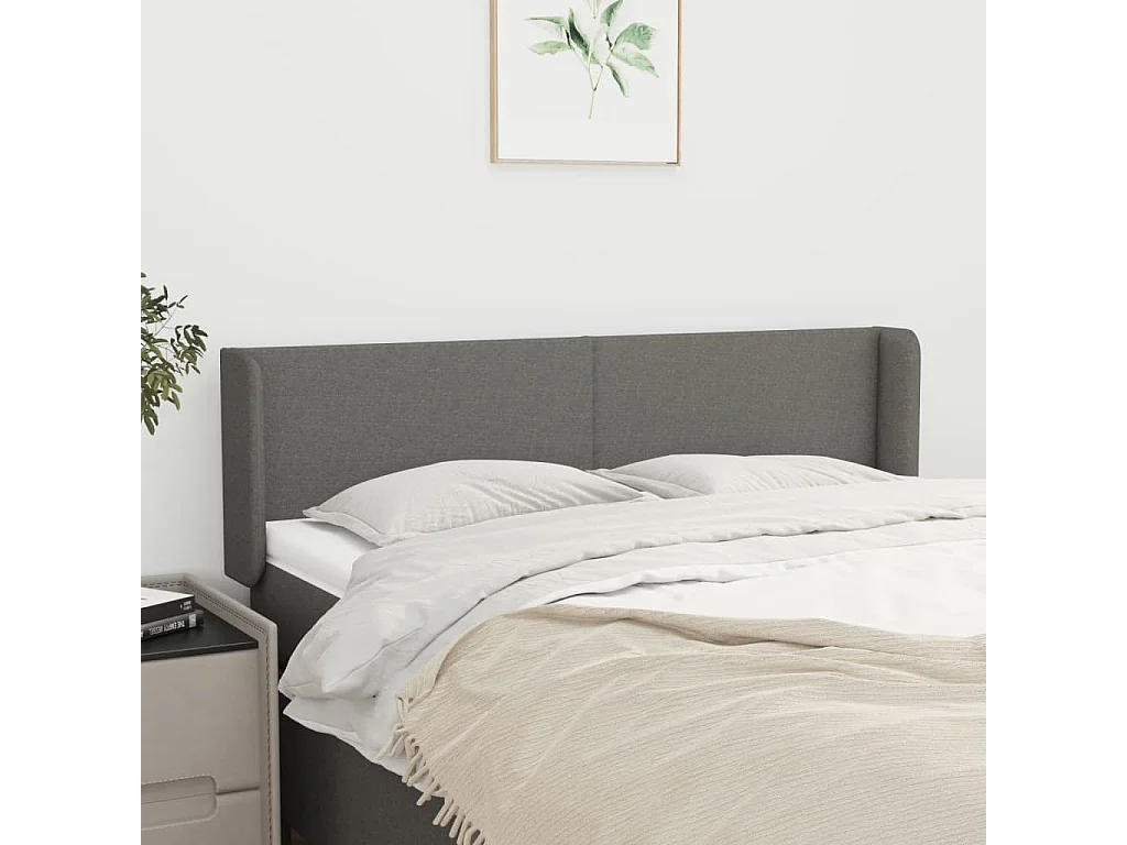 Hoofdbord | Hoofdeinde met randen 147x16x78/88 cm stof donkergrijs