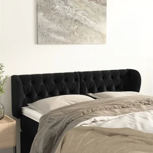 Hoofdbord | Hoofdeinde met randen 163x23x78/88 cm fluweel zwart