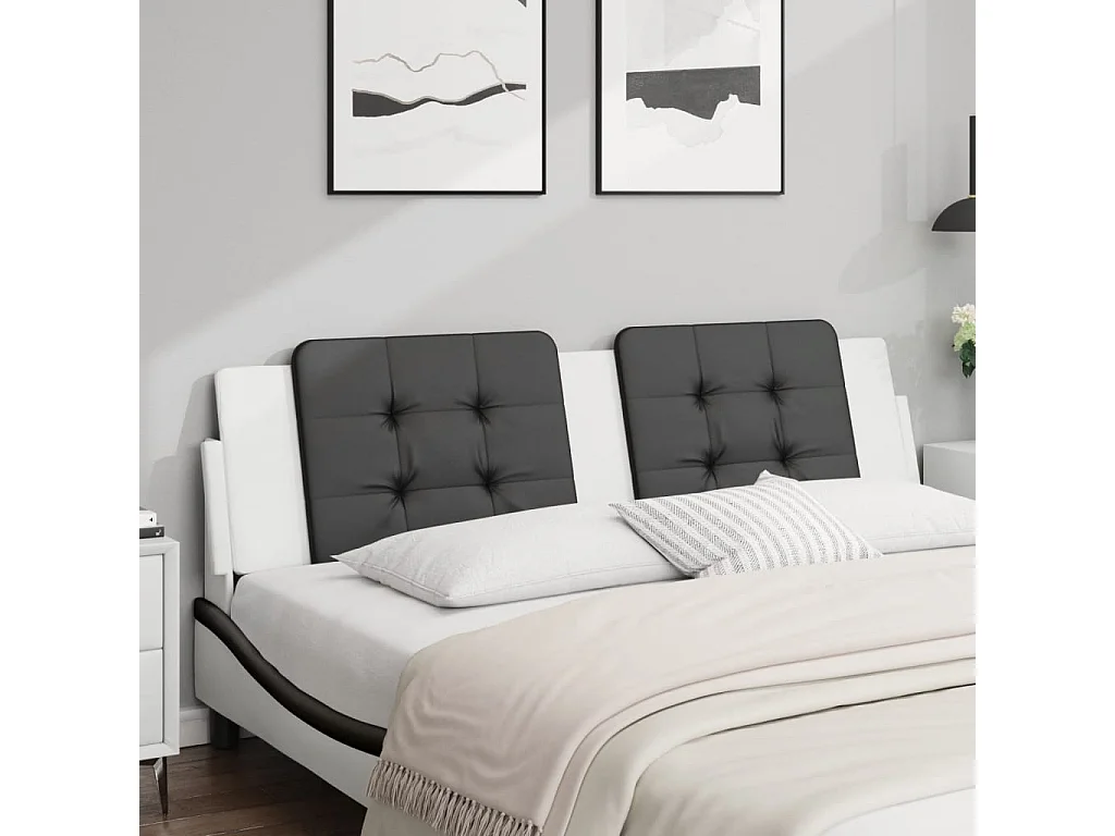 Hoofdbord | Hoofdbordkussen "Zadar" 180 cm kunstleer zwart en wit