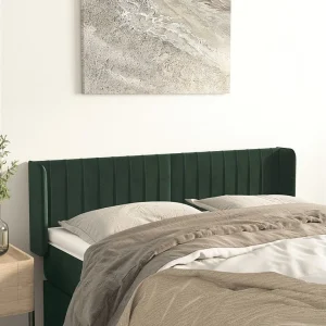 Hoofdbord | Hoofdeinde met randen 147x16x78/88 cm fluweel donkergroen Hoofdbord | Hoofdeinde met randen 147x16x78/88 cm fluweel donkergroen