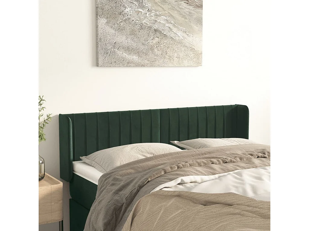 Hoofdbord | Hoofdeinde met randen 147x16x78/88 cm fluweel donkergroen