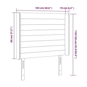 Hoofdbord | Hoofdeinde met randen 103x16x118/128 cm stof lichtgrijs