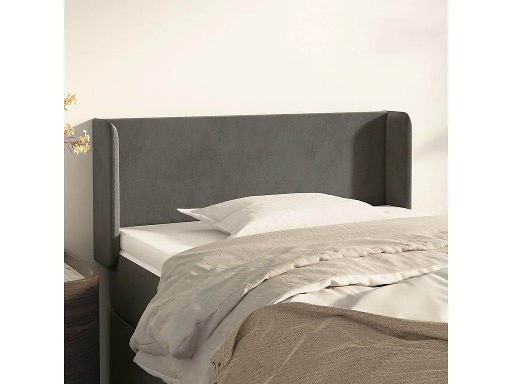 Hoofdbord | Hoofdeinde met randen 93x16x78/88 cm fluweel donkergrijs