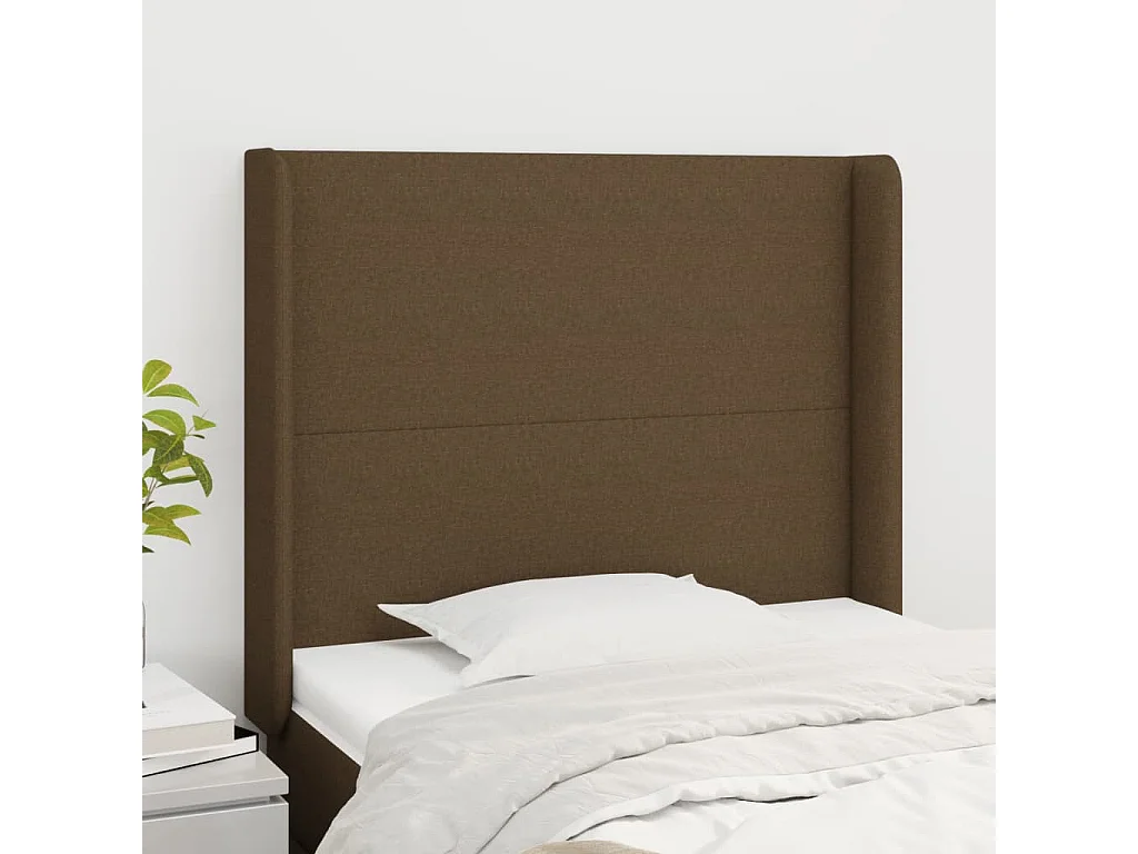 Hoofdbord | Hoofdeinde met randen 103x16x118/128 cm stof donkerbruin