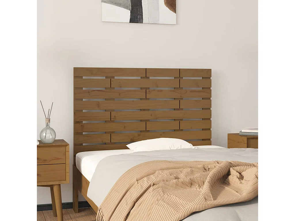 Hoofdbord | Hoofdeinde wandmontage 81x3x63 cm massief grenenhout honingbruin