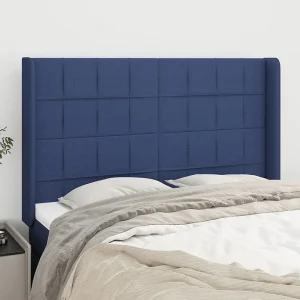 Hoofdbord | Hoofdeinde met randen 147x16x118/128 cm stof blauw Hoofdbord | Hoofdeinde met randen 147x16x118/128 cm stof blauw