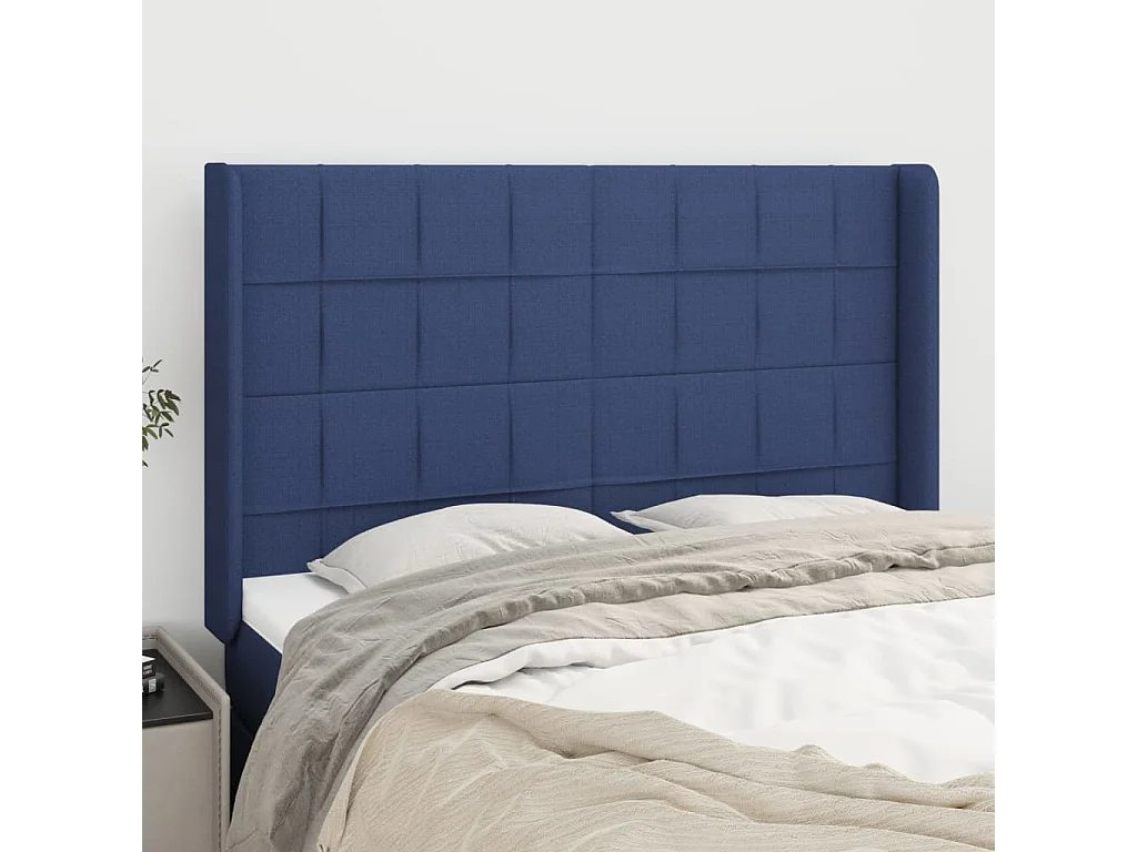 Hoofdbord | Hoofdeinde met randen 147x16x118/128 cm stof blauw