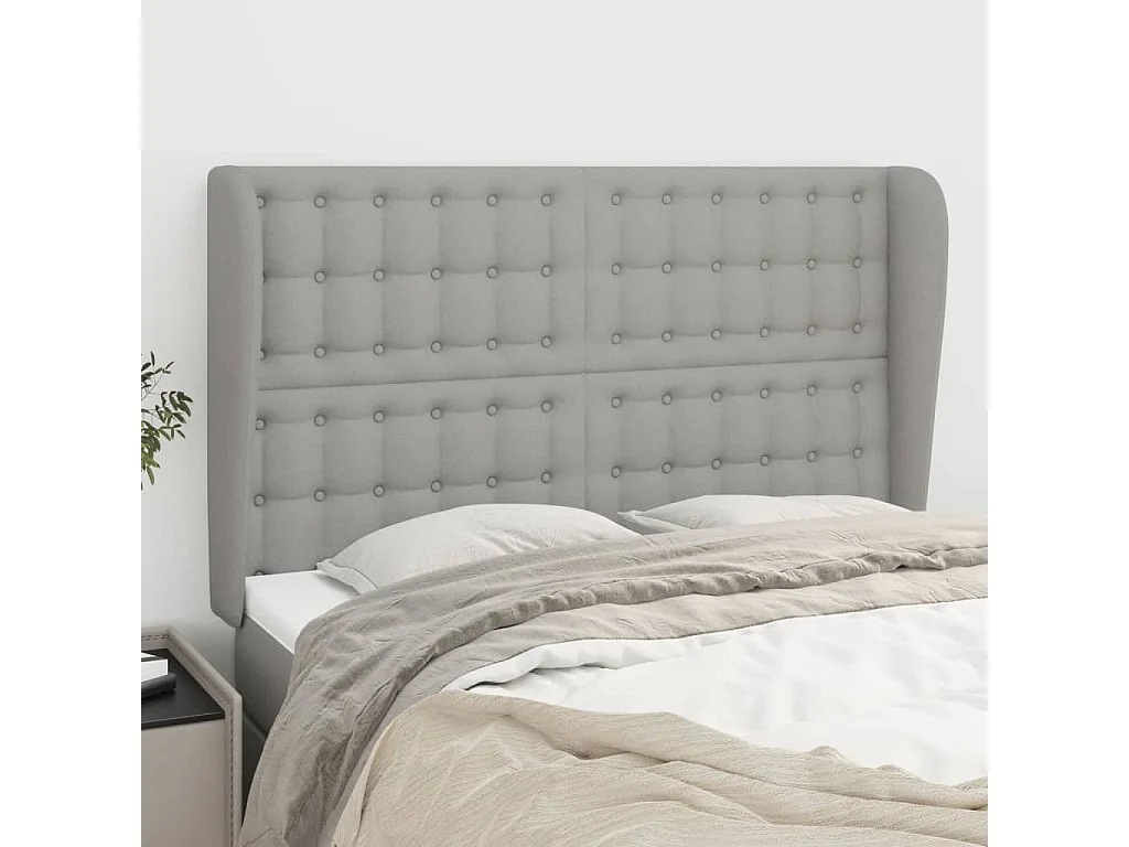 Hoofdbord | Hoofdeinde met randen 147x23x118/128 cm stof lichtgrijs