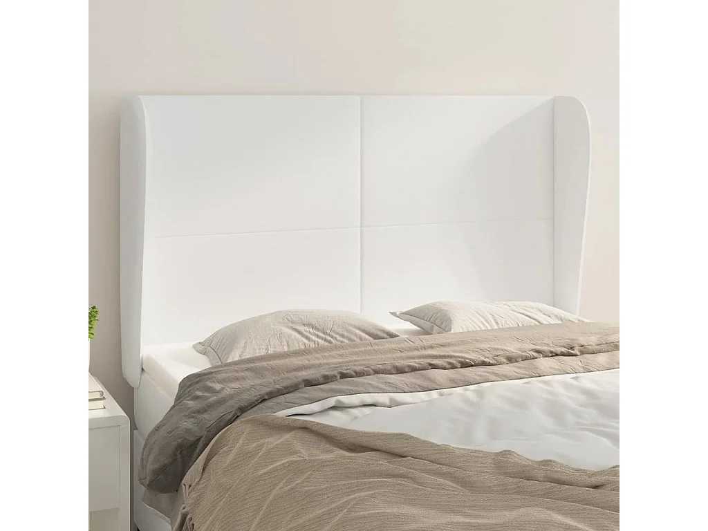 Hoofdbord | Hoofdeinde met randen 147x23x118/128 cm kunstleer wit