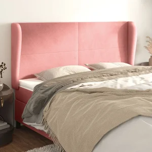 Hoofdbord | Hoofdeinde met randen 183x23x118/128 cm fluweel roze