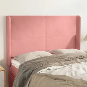 Hoofdbord | Hoofdeinde met randen 147x16x118/128 cm fluweel roze Hoofdbord | Hoofdeinde met randen 147x16x118/128 cm fluweel roze