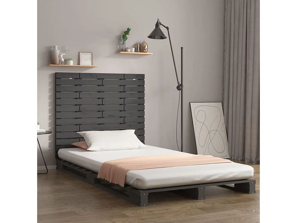 Hoofdbord | Hoofdeinde wandmontage 141x3x91,5 cm massief grenenhout grijs