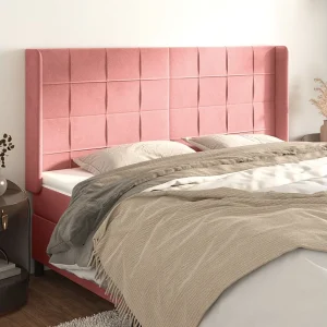 Hoofdbord | Hoofdeinde met randen 163x16x118/128 cm fluweel roze