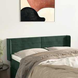 Hoofdbord | Hoofdeinde met randen 147x16x78/88 cm fluweel donkergroen Hoofdbord | Hoofdeinde met randen 147x16x78/88 cm fluweel donkergroen