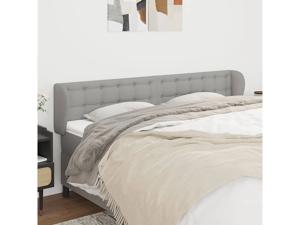 Hoofdbord | Hoofdeinde met randen 163x23x78/88 cm stof lichtgrijs