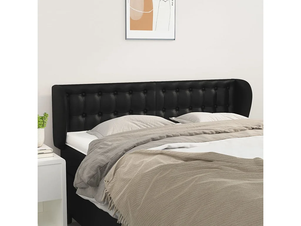 Hoofdbord | Hoofdeinde met randen 147x23x78/88 cm kunstleer zwart