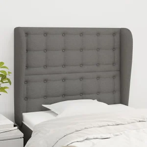 Hoofdbord | Hoofdeinde met randen 103x23x118/128 cm stof donkergrijs