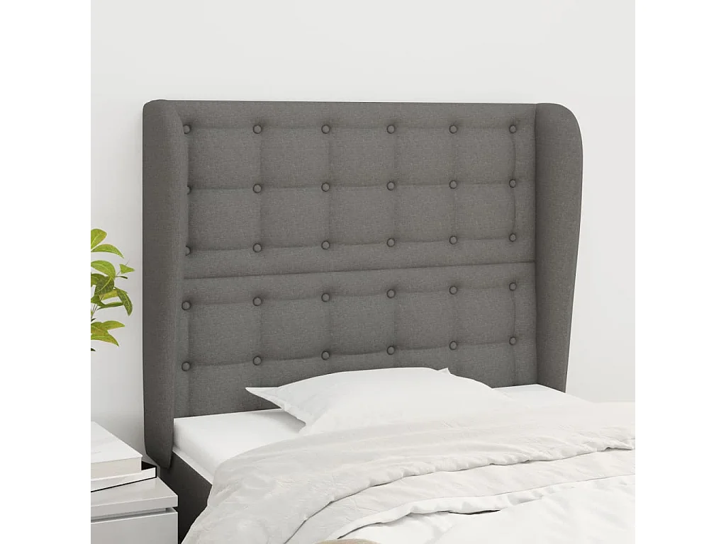 Hoofdbord | Hoofdeinde met randen 103x23x118/128 cm stof donkergrijs