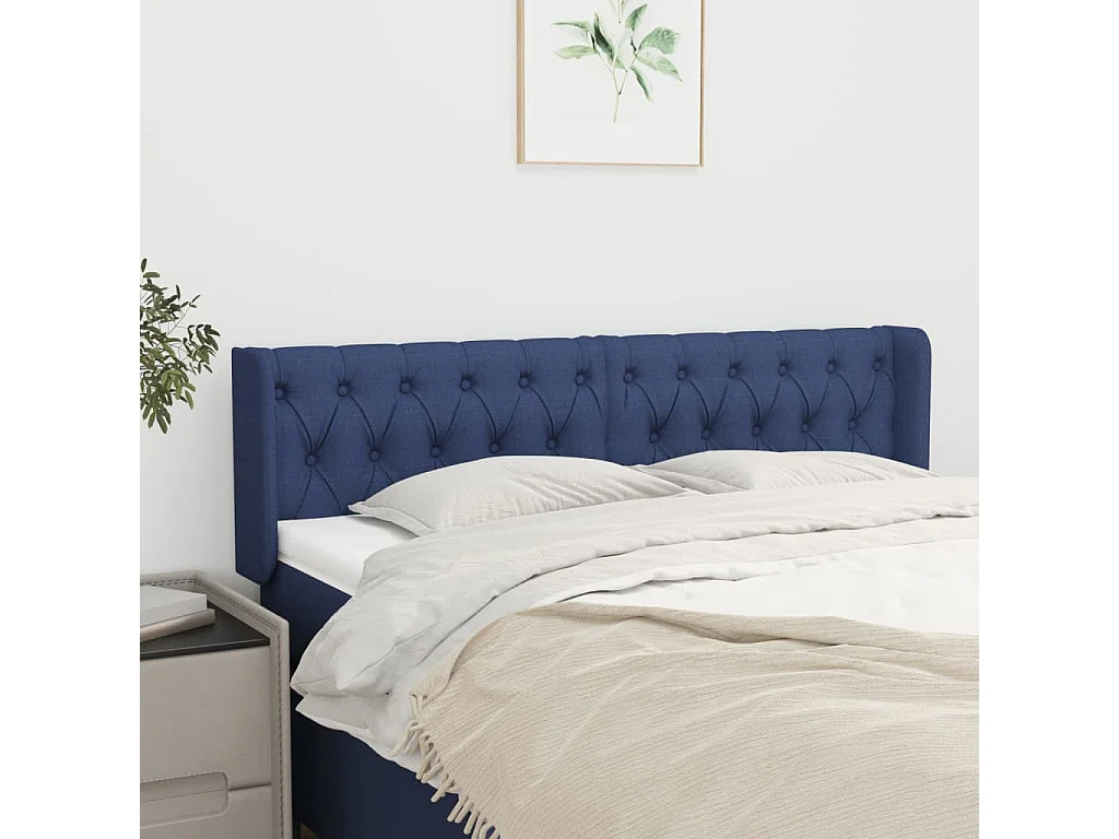 Hoofdbord | Hoofdeinde met randen 163x16x78/88 cm stof blauw