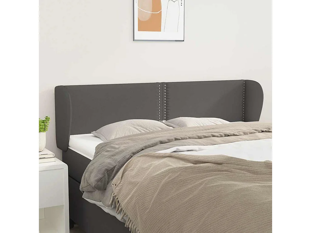 Hoofdbord | Hoofdeinde met randen 147x23x78/88 cm kunstleer grijs