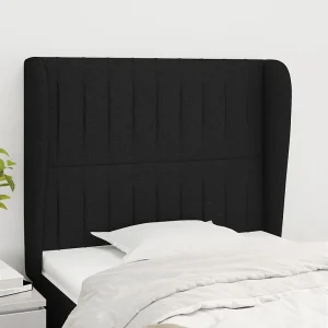 Hoofdbord | Hoofdeinde met randen 103x23x118/128 cm stof zwart Hoofdbord | Hoofdeinde met randen 103x23x118/128 cm stof zwart