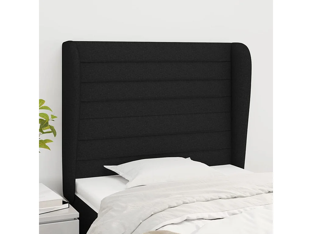 Hoofdbord | Hoofdeinde met randen 93x23x118/128 cm stof zwart