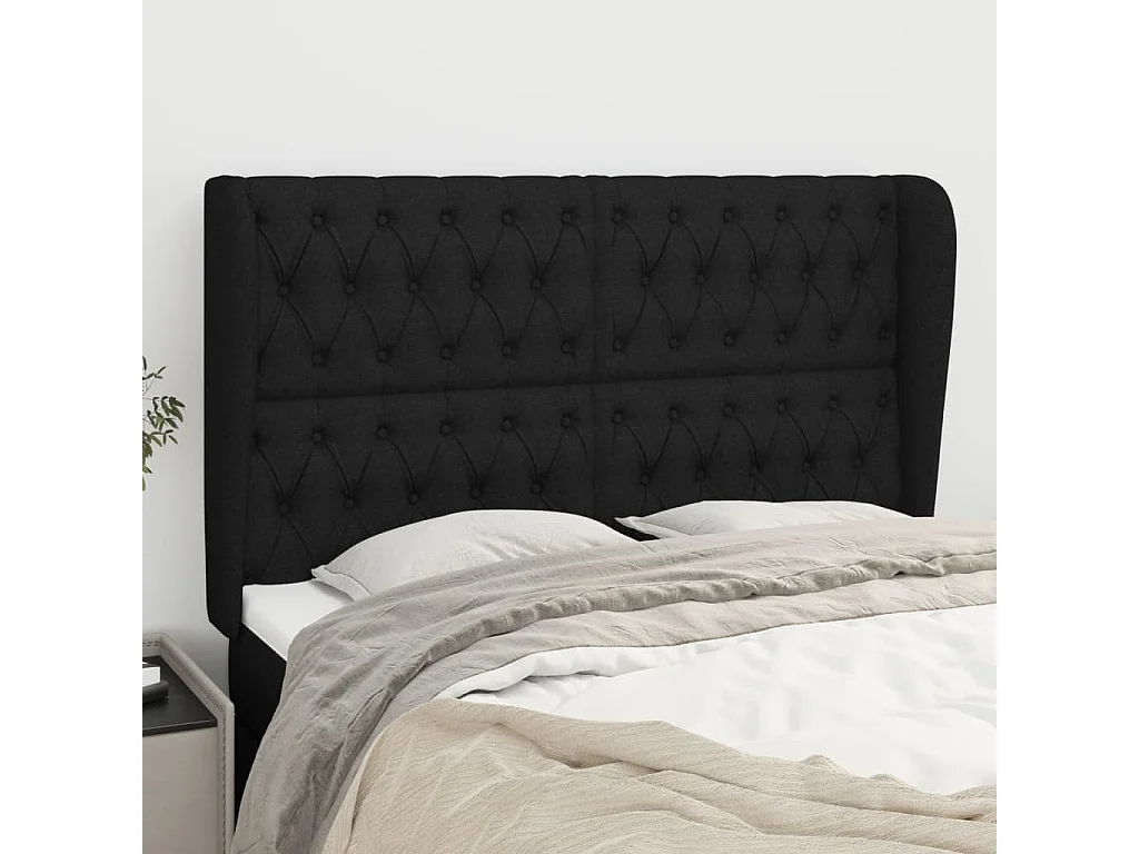 Hoofdbord | Hoofdeinde met randen 163x23x118/128 cm stof zwart