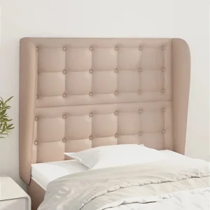Hoofdbord | Hoofdeinde met randen 103x23x118/128cm kunstleer cappuccinokleur Hoofdbord | Hoofdeinde met randen 103x23x118/128cm kunstleer cappuccinokleur