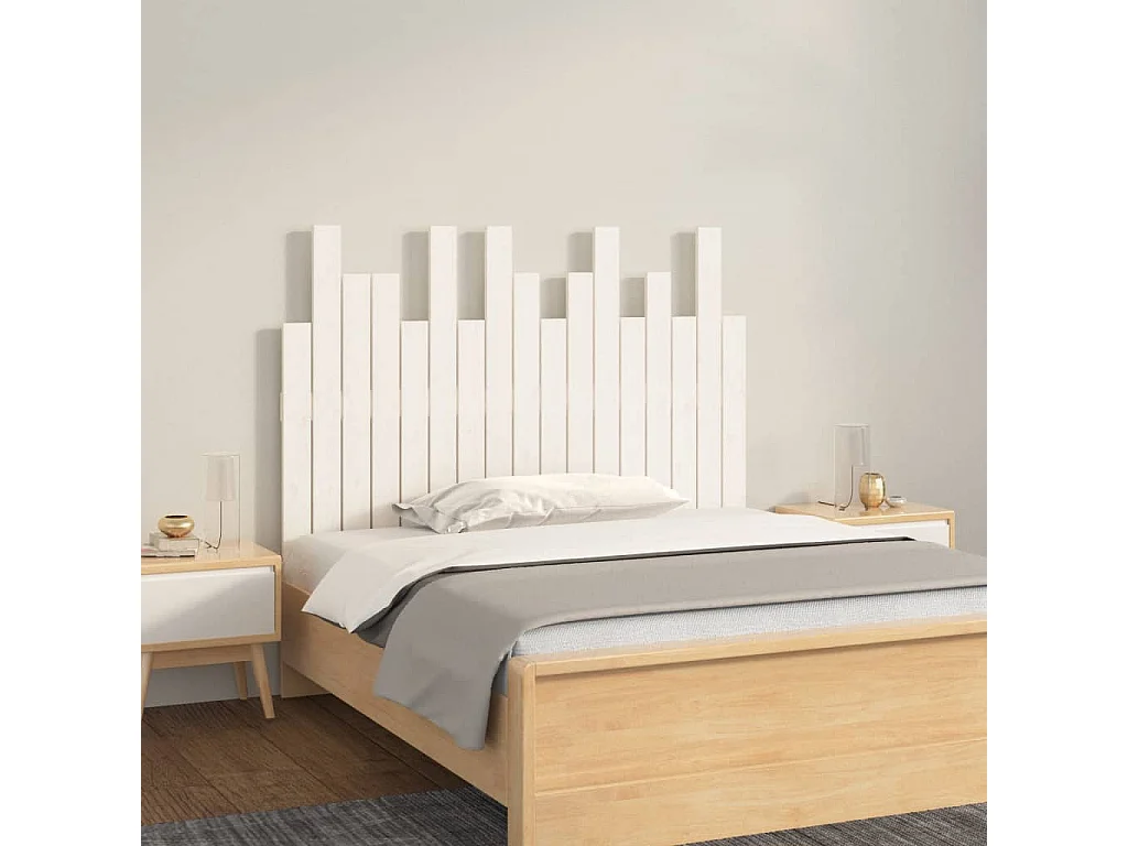Hoofdbord | Hoofdeinde wandmontage 108x3x80 cm massief grenenhout wit
