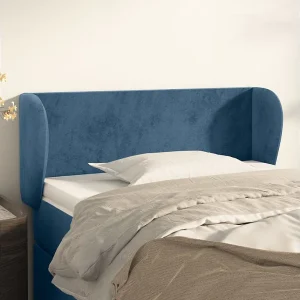 Hoofdbord | Hoofdeinde met randen 103x23x78/88 cm fluweel donkerblauw Hoofdbord | Hoofdeinde met randen 103x23x78/88 cm fluweel donkerblauw