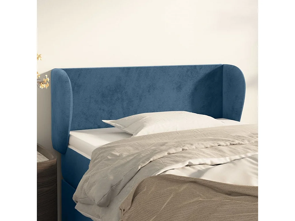 Hoofdbord | Hoofdeinde met randen 103x23x78/88 cm fluweel donkerblauw