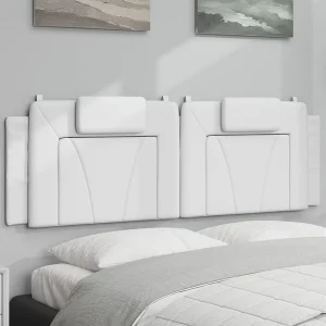 Hoofdbord | Hoofdbordkussen "Viana" 160 cm kunstleer wit