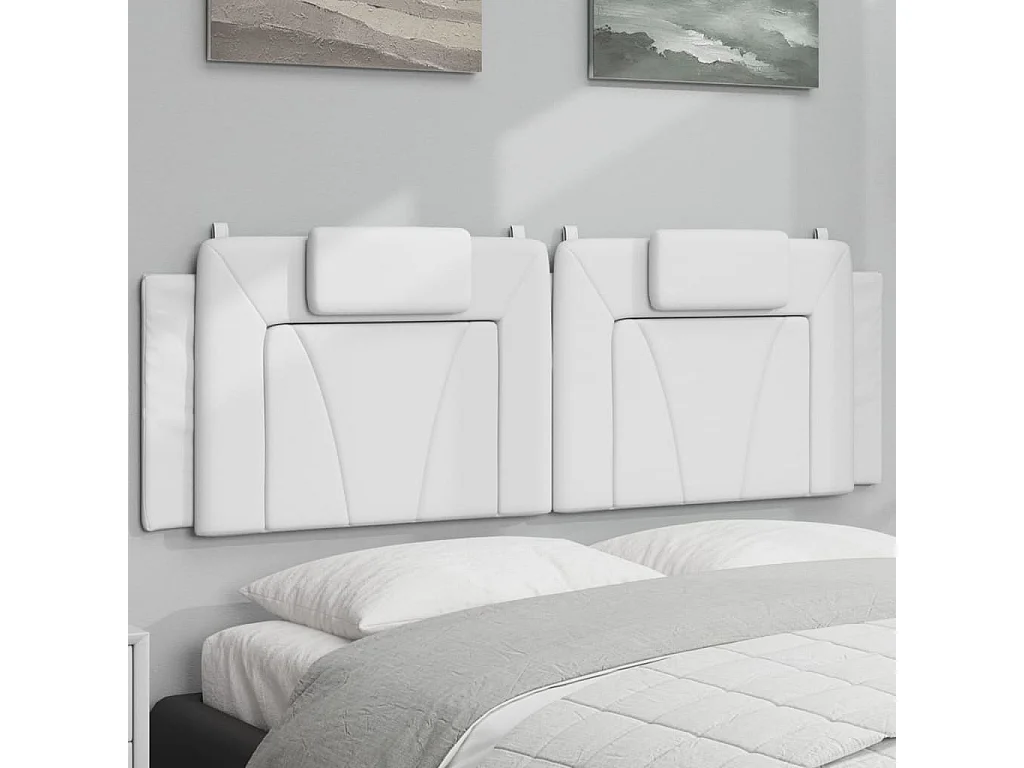 Hoofdbord | Hoofdbordkussen "Viana" 160 cm kunstleer wit