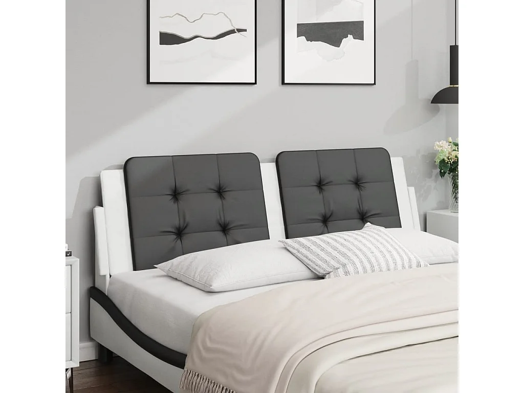 Hoofdbord | Hoofdbordkussen "Zadar" 160 cm kunstleer zwart en wit