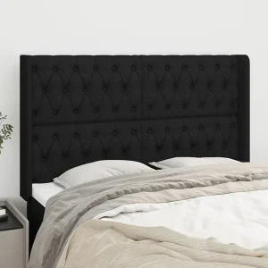 Hoofdbord | Hoofdeinde met randen 147x16x118/128 cm stof zwart