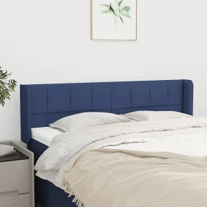 Hoofdbord | Hoofdeinde met randen 147x16x78/88 cm stof blauw Hoofdbord | Hoofdeinde met randen 147x16x78/88 cm stof blauw
