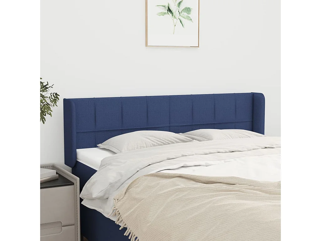 Hoofdbord | Hoofdeinde met randen 147x16x78/88 cm stof blauw