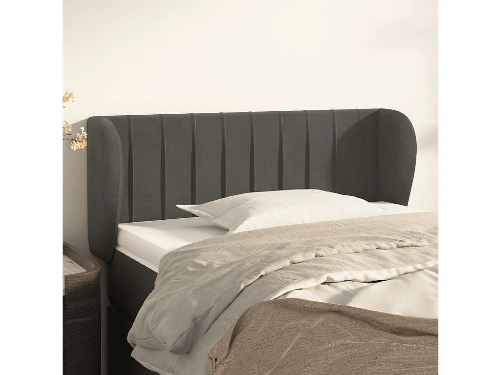 Hoofdbord | Hoofdeinde met randen 93x23x78/88 cm fluweel donkergrijs