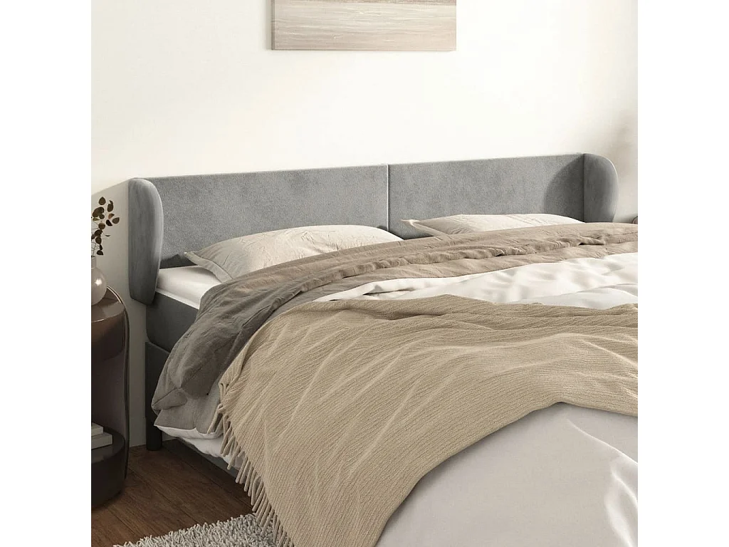 Hoofdbord | Hoofdeinde met randen 163x23x78/88 cm fluweel lichtgrijs