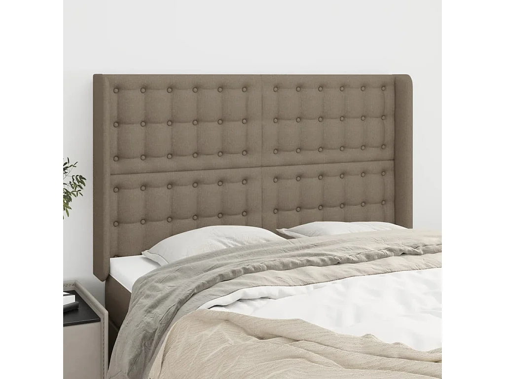 Hoofdbord | Hoofdeinde met randen 147x16x118/128 cm stof taupe