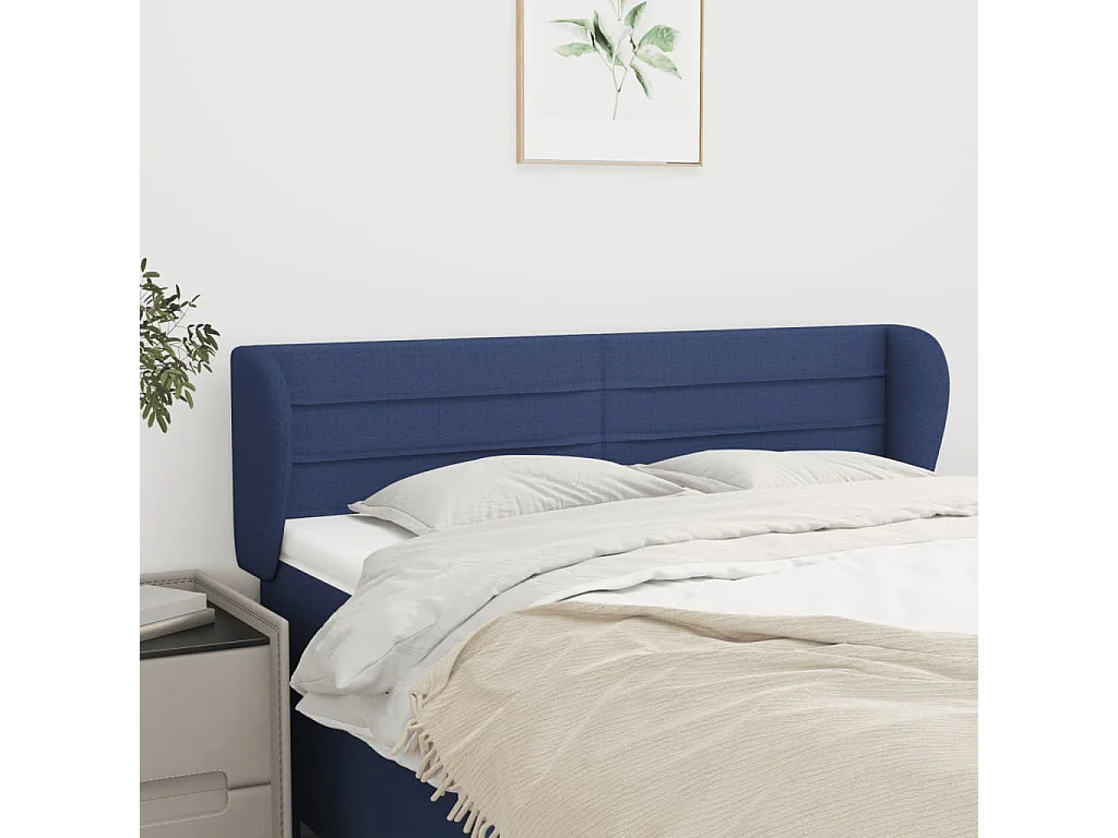 Hoofdbord | Hoofdeinde met randen 147x23x78/88 cm stof blauw